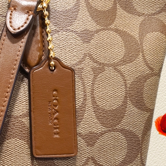 Coach Signature Coated Canvas Tote Handbag - Picture 3 of 10